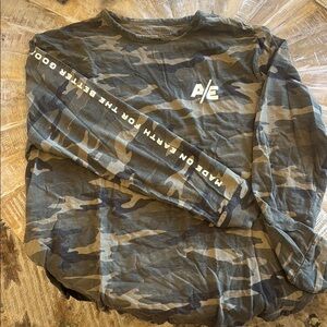 American Eagle Outfitters Green and Brown Long Sleeve Tees